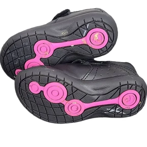 Smart Fit Toddler Girl Size 5 Black Memory Foam Mary Jane Flower Velcro Shoes - Picture 3 of 6